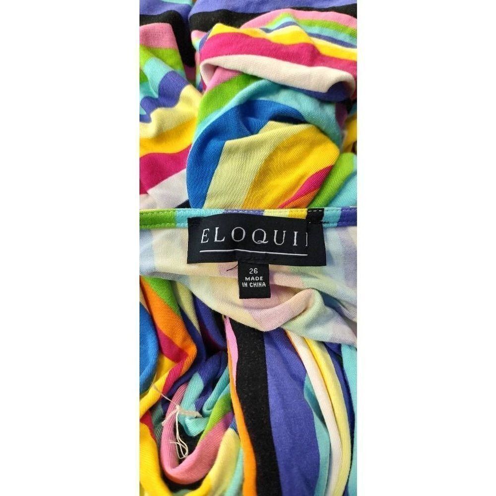 ELOQUII Womens Wrap Around Dress Multicolor Stripe V Neck Pullover Plus size 26 - Picture 5 of 7